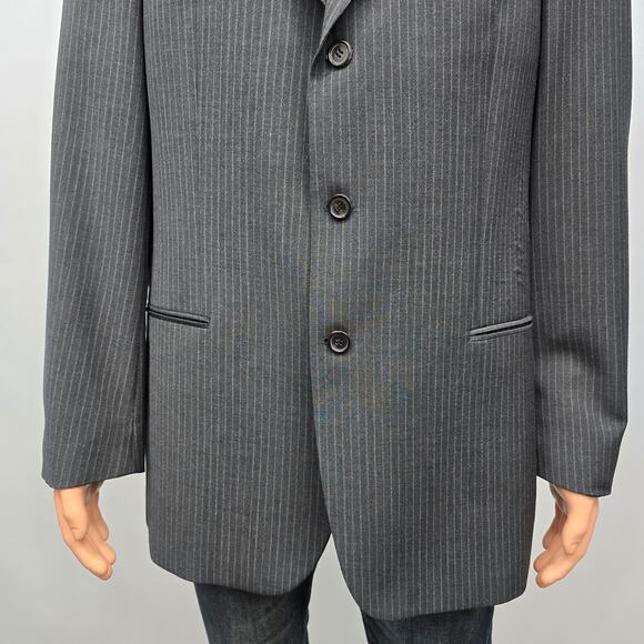 Hugo Boss Einstein Sigma US Blazer Jacket Sport Coat 40 R Gray Striped Wool VTG - Picture 3 of 13